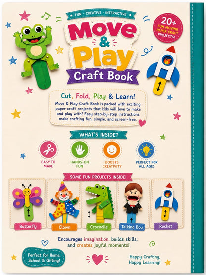 Move & Play Craft Book Easy DIY Moving Paper Cut Fold & Play Activities