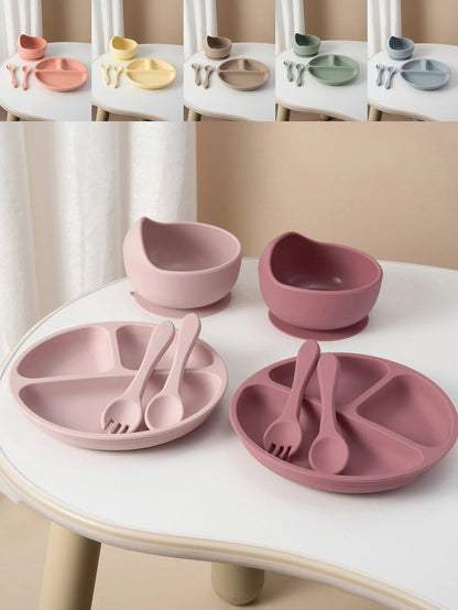 4PCS Baby Silicone Feeding Set