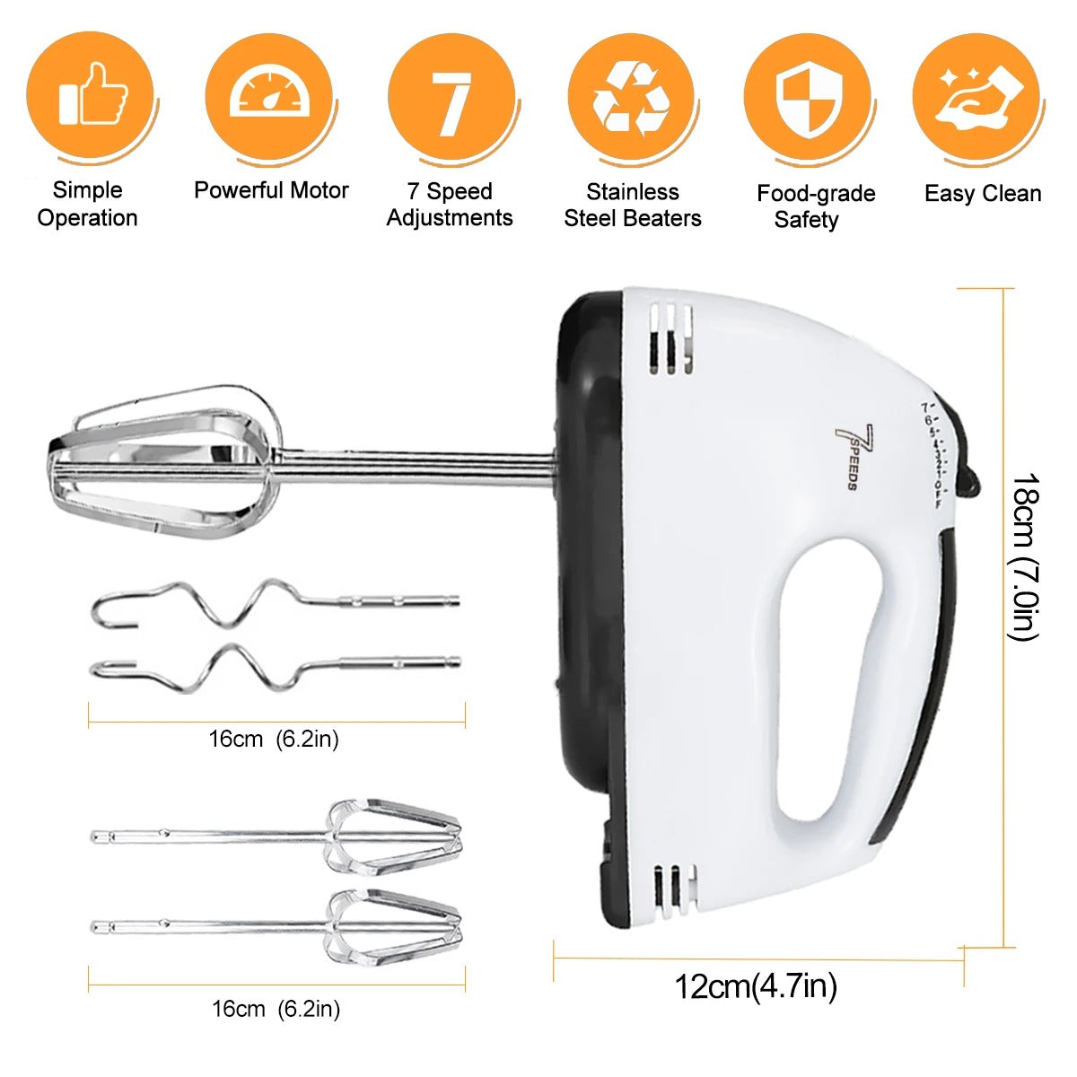 7 Speed Stainless Steel Egg-Whisk