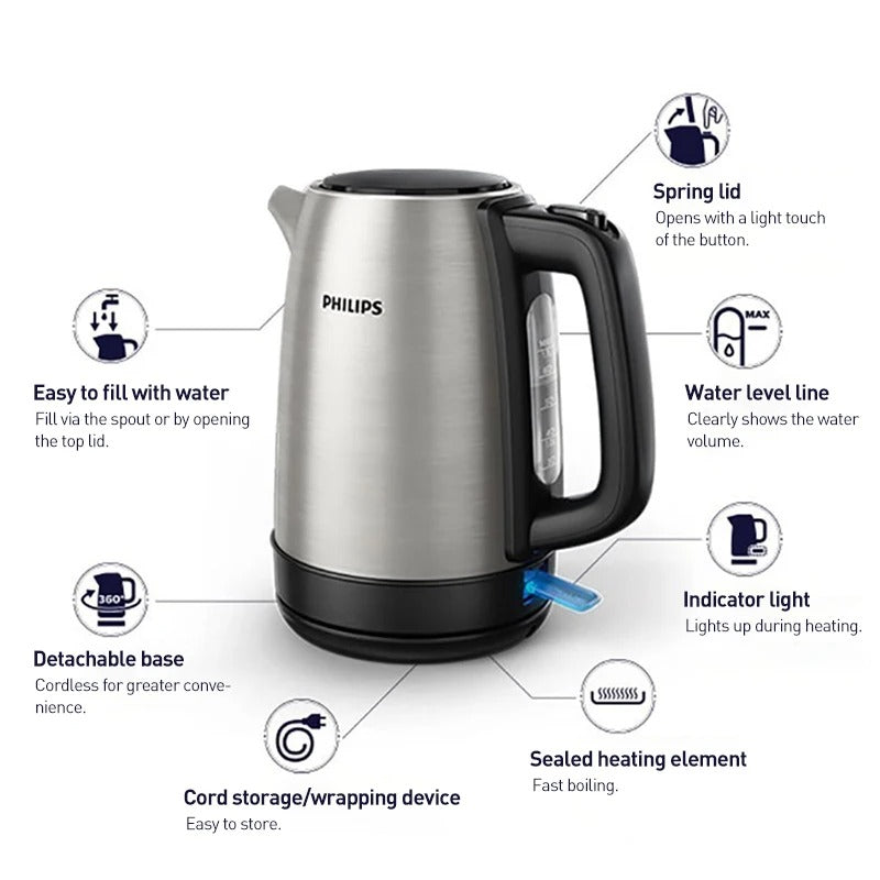 Philips electric kettle|304 edible grade stainless steel