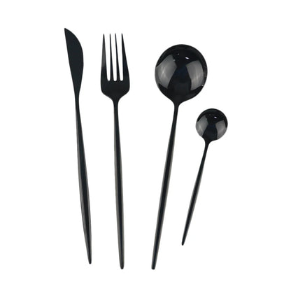 4pcs/set Blue Dinnerware Set Stainless Steel Gold Cutlery Dinner Set
